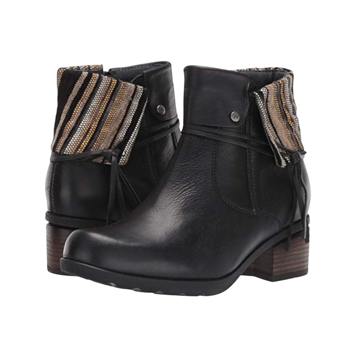 Wolky Women's Edson Bootie Eu 36 Us 5-6 Black Torpedo Leather Stacked Heel Nib